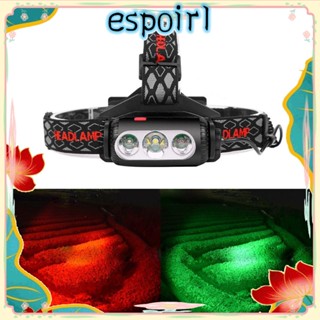 Espo ไฟหน้า LED สองด้าน 360 สําหรับกลางแจ้ง°ไฟหน้า สีเขียว หมุนได้ ชาร์จ USB