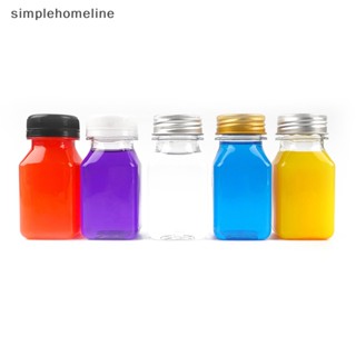 [simplehomeline] ขวดพลาสติกเปล่า พร้อมฝาปิด 120 มล. ใช้ซ้ําได้ สีดํา สําหรับใส่เครื่องดื่ม น้ําผลไม้ นม กาแฟ 4 ชิ้น