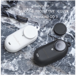 Sunnylife สำหรับ Insta360 GO 3 ซิลิโคนกรณีกล้องนิ้วหัวแม่มือฝาครอบเลนส์ป้องกันกรณีสายรัด