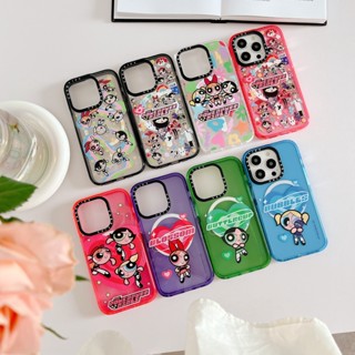 Casetify เคสโทรศัพท์มือถือแบบแข็ง แม่เหล็กไร้สาย ลาย The Powerpuff Girls สีเขียว ฟ้า ชมพู ม่วง สําหรับ iPhone 14 13 12 Pro Max