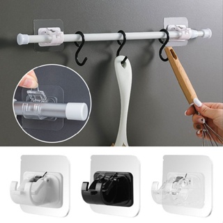 New 2pcs Nail-Free Adjustable Curtain Rod Holder Clamp Hooks DIY Holders