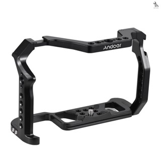 {self} Andoer Camera Cage Aluminum Alloy Camera Video Cage with Dual Cold Shoe Mount Numerous 1/4 Inch &amp; 3/8 Inch Threads Replacement for  R5/R6/R6 II