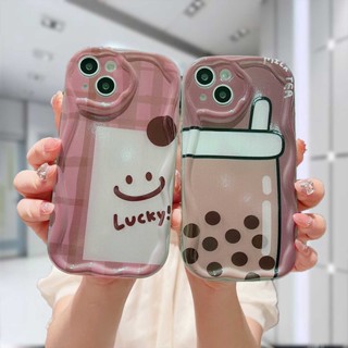 เคสโทรศัพท์มือถือ ขอบโค้ง ลายการ์ตูนหน้ายิ้ม ชานม 3D น่ารัก แวววาว สําหรับ Infinix Hot 20i 30i 8 9 20 12 30 10 11 Play 8 Lite 9 PRO 11 Plus 10 Lite Note 12 PRO 12 Turbo G96 Smart 5 7 4 6 Plus 5PRO