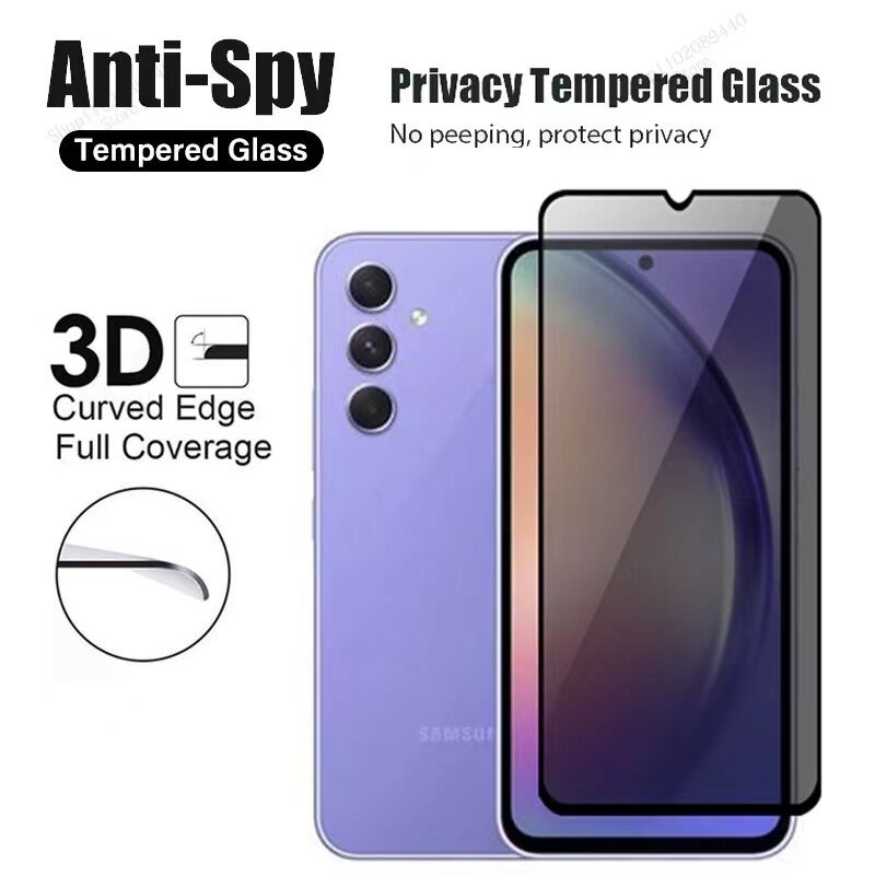 ฟิล์มกระจกนิรภัย ป้องกันการแอบมอง ฟิล์มเต็มจอ Samsung A14 / A24 / A34 / A54 / A04S ฟิล์มกระจกกันเสือ