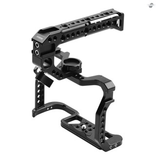 {fly} Andoer Aluminum Alloy Camera Cage + Top Handle Kit Replacement for  EOS R5 R6 DSLR camera with 1/4 Inch Screw Holes Dual Cold Shoe Mounts Camera Video Rig