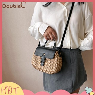 【Double C 】✿   กระเป๋าสะพายไหล่ หนัง PU แต่งหูหิ้วสั้น สามารถปรับได้ สําหรับผู้หญิง