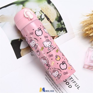 350/500ml Hello Kitty เด็กขวดน้ำร้อนร้อน Kawaii ขวดน้ำการ์ตูนสีชมพูสแตนเลสกระติกน้ำร้อนของขวัญ MOLISA