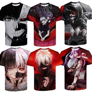 เสื้อยืดแขนสั้น พิมพ์ลายอนิเมะ Tokyo Ghoul แฟชั่นฤดูใบไม้ผลิ และฤดูร้อน สําหรับผู้ชาย และนักเรียน