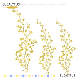 Eutus แผ่นแพทช์โพลีเอสเตอร์ ปักลายดอกไม้ ใบพลัม สีทอง DIY