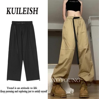 2TOYOUNG  กางเกงขายาว คาร์โก้ กางเกง เชือกอเมริกันคลาสิค Cargo pants 2023 NEW 073122 สบาย Trendy คุณภาพสูง ทันสมัย A20M081 36Z230909