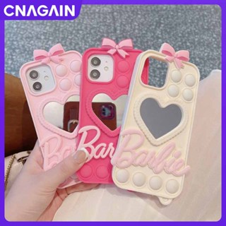 Cnagain ใหม่ เคสโทรศัพท์มือถือ ซิลิโคน กันกระแทก พร้อมกระจกรูปหัวใจ สําหรับ iPhone 14 13 12 Promax XS XR