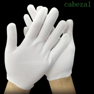 Cabeza ถุงมือผ้าฝ้าย แบบเต็มนิ้ว ดูดซับเหงื่อ ยืดหยุ่น สีขาว สําหรับเครื่องประดับ 2 คู่