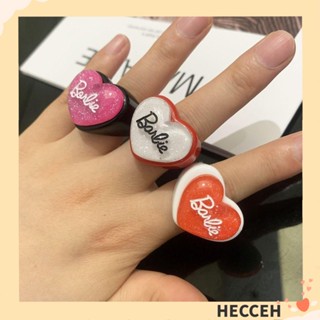 Hecceh แหวนเรซิ่นอะคริลิค ดีไซน์เฉพาะตัว|แหวนแฟชั่น รูปหัวใจ สีพื้น เครื่องประดับ สําหรับตุ๊กตาบาร์บี้