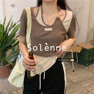 Solenne  เสื้อครอป เสื้อยืดผู้หญิง ครอป baby tee สาวเรโทร 2023 NEW Style คุณภาพสูง รุ่นใหม่ Chic Stylish A99J1Z8 36Z230909