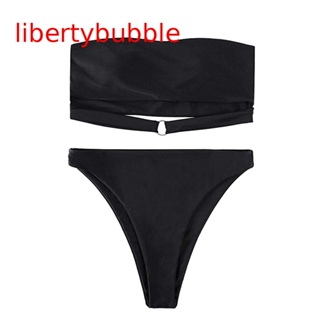 【libertybubbler】ชุดว่ายน้ําบิกินี่ เอวสูง สองชิ้น สําหรับผู้หญิง