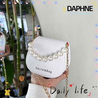 Daphne กระเป๋าสะพายไหล่ กระเป๋าถือ หนัง PU แต่งสายโซ่ ขนาดเล็ก สีพื้น แฟชั่นสําหรับสตรี