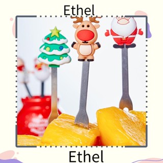 Ethel1 ชุดช้อนส้อม ส้อม ผลไม้ ขนมหวาน พร้อมที่จับเซรามิก อาหารสลัด ขนาดเล็ก 5 ชิ้น/ชุด