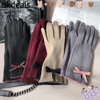 Okdeals ถุงมือขนแกะ อบอุ่น เหมาะกับการขับขี่ เล่นกีฬากลางแจ้ง สําหรับผู้หญิง