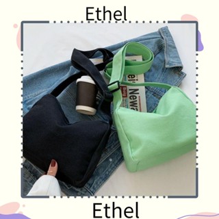 Ethel1 กระเป๋าสะพายไหล่แฟชั่น ผ้าแคนวาส ทรงโท้ท เรียบง่าย