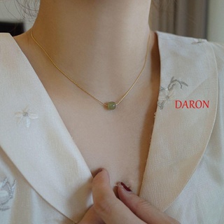 Daron สร้อยคอ ลูกปัดหยก สีเขียวมรกต สไตล์เกาหลี ย้อนยุค เรียบง่าย ของขวัญ เครื่องประดับ