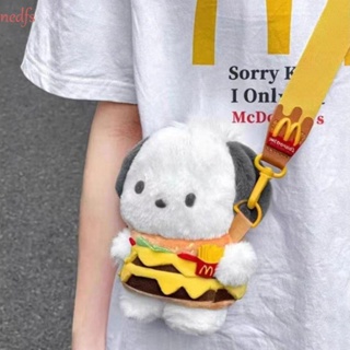 Nedfs Pochacco Hamburger กระเป๋าสะพายไหล่ ผ้ากํามะหยี่ขนนิ่ม สายคล้องไหล่กว้าง ลายการ์ตูน ของเล่น ของขวัญวันเกิด สําหรับเด็ก