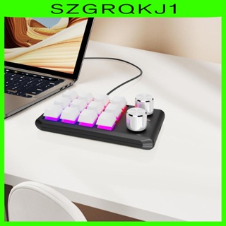 [szgrqkj1] คีย์บอร์ด 12 คีย์ RGB กันลื่น พร้อมสาย USB พร้อมลูกบิด 2 ปุ่ม ขนาดเล็ก สําหรับเล่นเกม