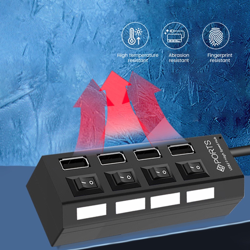 Elough อะแดปเตอร์ฮับ USB 2.0 4/7 พอร์ต ความเร็วสูง พร้อมสวิตช์