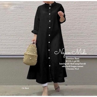 - Najwa Midi Dress Gamis Muslim Women Polos Basic All Size Fit To XL Jumbo Premium Dress Casual Daily