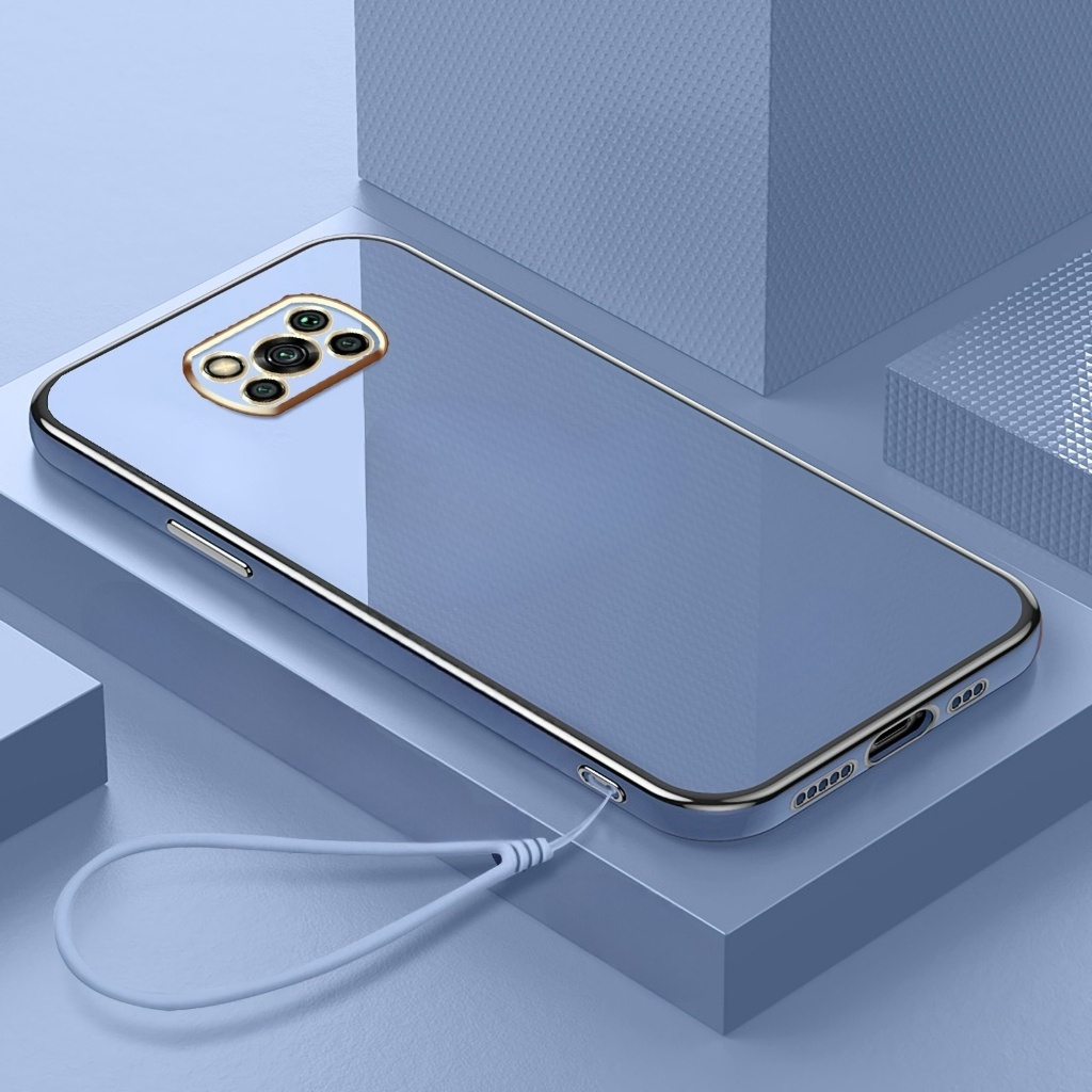 Soft Case Poco X3 X3 NFC X3 Pro Poco X5 5G Poco M3 Pro 5G Casing Electro Plating Square Frame Free S