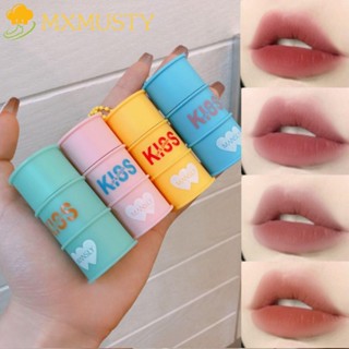 Mxmusty ลิปกลอส เนื้อแมตต์กํามะหยี่ ชุ่มชื้น ลึก 4 สี ถังเคลือบริมฝีปาก เคลือบริมฝีปาก บํารุง กันน้ํา น่ารัก กระจก ลิปสติก ผู้หญิง