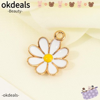 Okdeals จี้ดอกเดซี่ โลหะผสม ต่างหู สร้อยข้อมือ จี้ลูกปัด จี้ดอกเดซี่