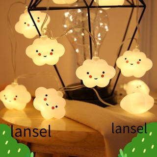 Lansel สายไฟ LED รูปก้อนเมฆยิ้ม กันน้ํา ประหยัดพลังงาน ใช้แบตเตอรี่ คุณภาพสูง สําหรับตกแต่งสวนเด็ก