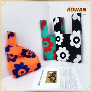 Rowans กระเป๋าถือ กระเป๋าสะพายไหล่ ผ้าถัก แฮนด์เมด สีตัดกัน สําหรับสตรี