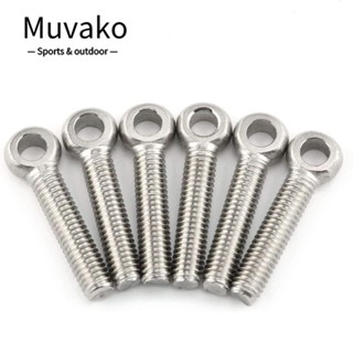 Muvako สกรูแหวนยก สเตนเลส 304 M6X40 มม. ทนทาน สีเงิน 6 ชิ้น