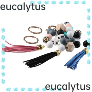 Eucalytus1 ชุดลูกปัดซิลิโคน ลายตัวอักษร สําหรับทําพวงกุญแจรถยนต์ สร้อยข้อมือ 84 ชิ้น