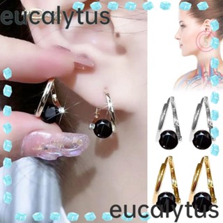 Eucalytus1 ต่างหูสตั๊ด ทองแดง สีดํา ประดับเพชร ลดน้ําหนัก 2 ชิ้น