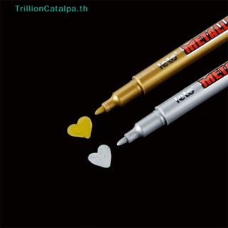 Trillioncatalpa ปากกาแท็กกระดาษ สีเมทัลลิก สีทอง สีเงิน สําหรับตกแต่งสมุดอัลบั้มรูปภาพ ปาร์ตี้วันเกิด