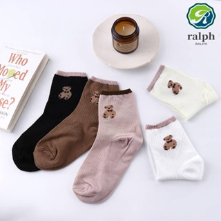 Ralph ถุงเท้า ลายหมีน่ารัก ปักลายสัตว์ สไตล์ฮาราจูกุ สําหรับผู้หญิง