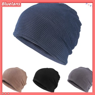 【 Bluelans 】หมวกบีนนี่ ผ้ายืด ระบายอากาศ สีพื้น สําหรับทุกเพศ เหมาะกับฤดูร้อน