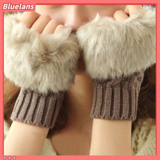 【 Bluelans 】ถุงมือครึ่งนิ้ว ผ้ากํามะหยี่ขนนิ่ม แบบหนา ให้ความอบอุ่น เหมาะกับฤดูใบไม้ร่วง และฤดูหนาว สําหรับผู้หญิง 1 คู่