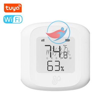 Tuya เครื่องทดสอบอุณหภูมิความชื้น หน้าจอดิจิทัล WiFi ควบคุมผ่านแอพโทรศัพท์มือถือ อัจฉริยะ ควบคุมผ่านแอป