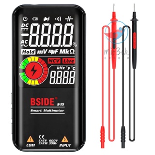 Bside S10 มัลติมิเตอร์ดิจิทัล หน้าจอ LCD 9999 นับตัวเลข AC DC โอห์มมิเตอร์ ทดสอบความต้านทาน ประจุกระแสไฟ ความถี่ ไดโอด ความต่อเนื่อง NCV สายไลฟ์สด พร้อมไฟแฟลช