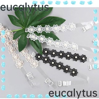 Eucalytus1 สายรัดบราชั้นใน ผ้าตาข่าย ลายดอกไม้ ลูกไม้ ปรับได้ กันลื่น สําหรับผู้หญิง 2 คู่