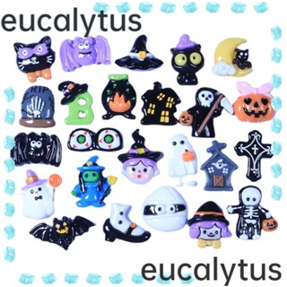 Eucalytus1 โบว์เรซิ่น รูปฟักทองผี หลากสี สําหรับตกแต่งเล็บ 10 ชิ้น