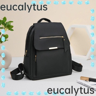 Eucalytus1 กระเป๋าเป้สะพายหลัง ผ้าไนล่อน กันน้ํา น้ําหนักเบา จุของได้เยอะ สีดํา สําหรับนักเรียนหญิงวัยรุ่น