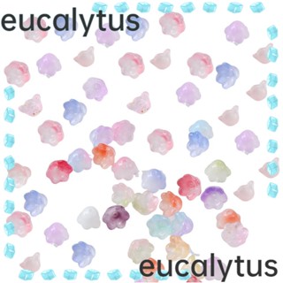 Eucalytus1 ลูกปัดแก้ว รูปดอกกระดิ่งน่ารัก ขนาด 12x7 มม. คละสี สําหรับทําเครื่องประดับ สร้อยข้อมือ 100 ชิ้น