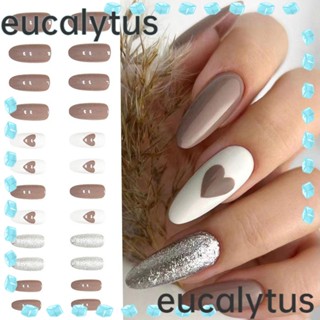 Eucalytus1 เล็บปลอม ทรงวงรี DIY สําหรับตกแต่งเล็บ 24 ชิ้น