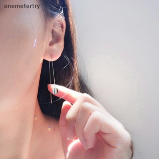 Onem ออโรร่า น้ําตาลก้อน คริสตัล ต่างหูพู่ ต่างหูสตั๊ด ต่างหูยาว สีเงิน เครื่องประดับปาร์ตี้ n