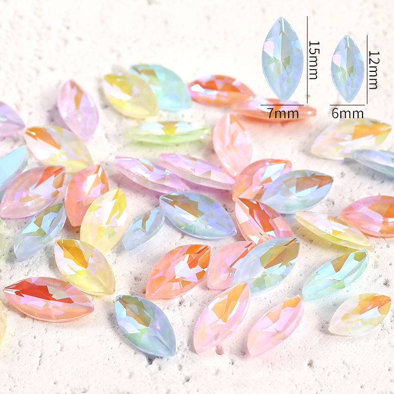 สีมอคค่าแวววาว รูปม้า 6*12 มม. 7*15 มม. สําหรับทําเครื่องประดับ DIY