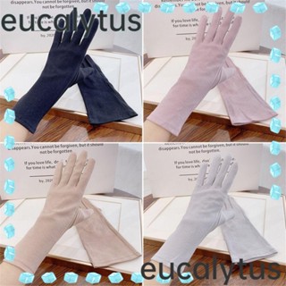 Eucalytus1 ถุงมือผ้าฝ้าย กันแดด สีพื้น สําหรับผู้หญิง